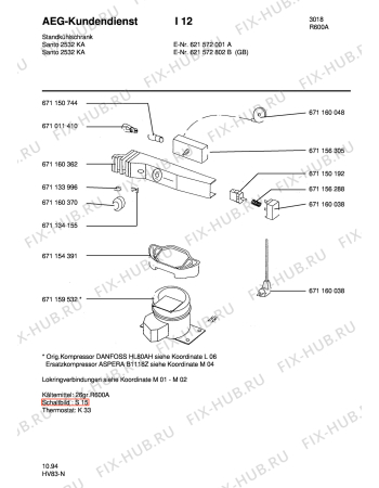 Взрыв-схема холодильника Aeg SAN2532 KA - Схема узла Refrigerator cooling system